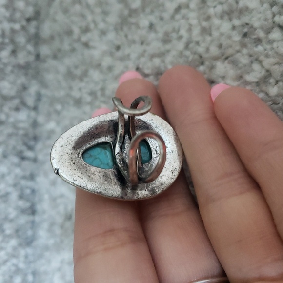 Teardrop turquoise adjustable ring - Picture 3 of 3